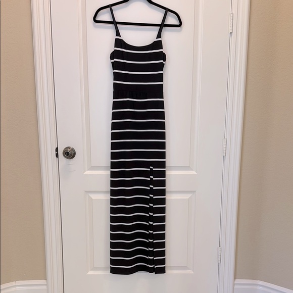 Aqua Black Striped Maxi Knit Dress